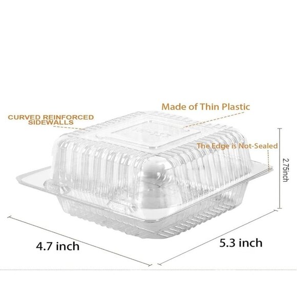 100 Count Clear Plastic Hinged Take Out Containers Clamshell Takeout Tray Foo... - Picture 2 of 6